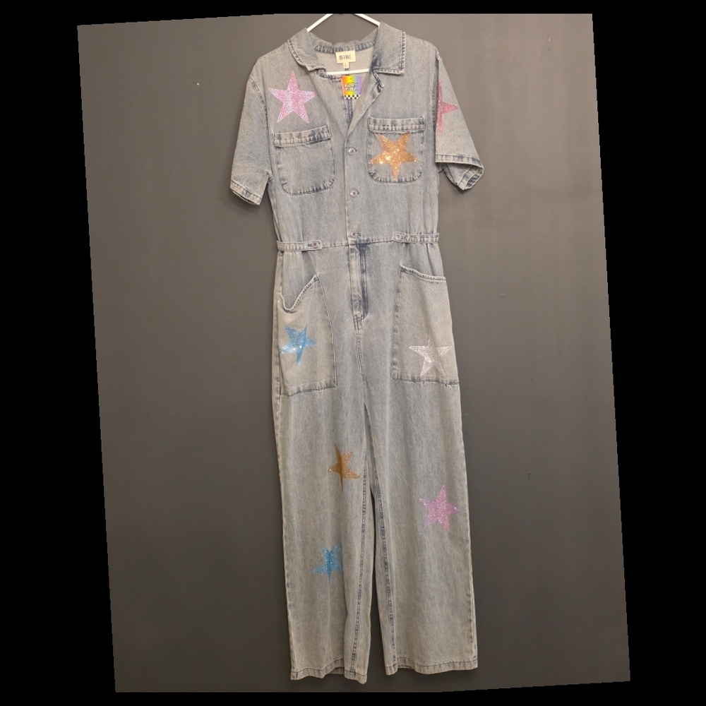 BiBi Denim Star Jumpsuit - Multicolor
